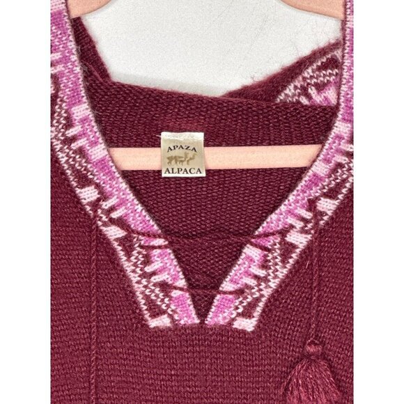 Elegant Burgundy V-Neck Sweater with Fringe - Picture 5 of 8